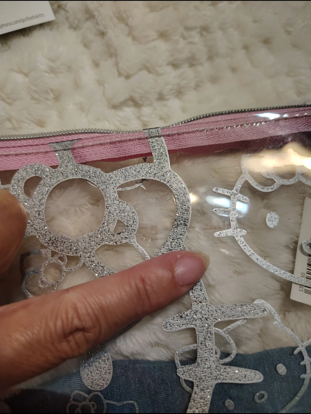 Sephora Clear Hello Kitty Cosmetic Pouch - Pink and Silver